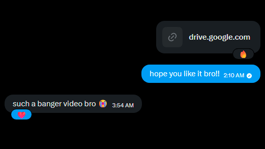 Client feedback describing the video as a banger
